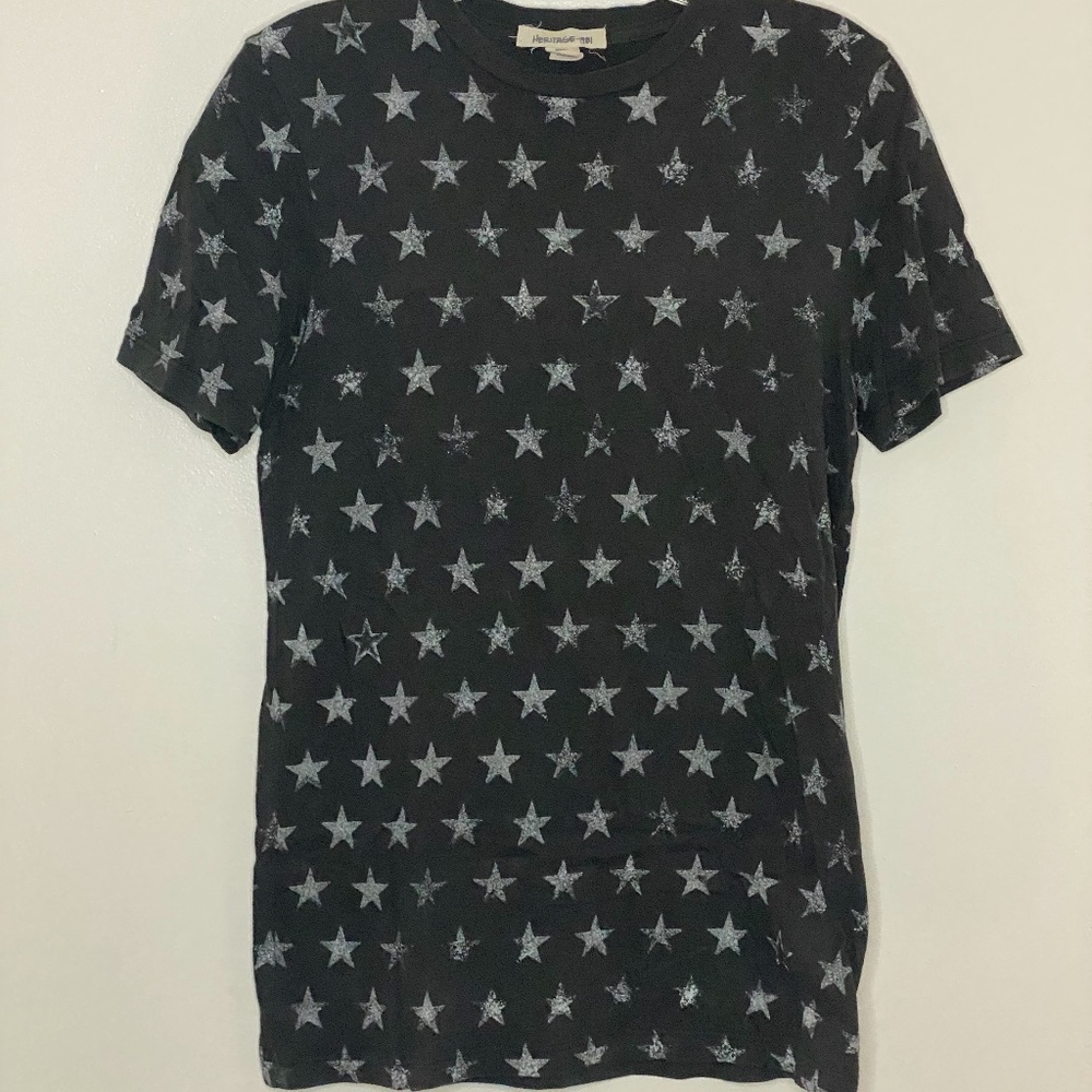 Black & White Distressed Star Print Tee